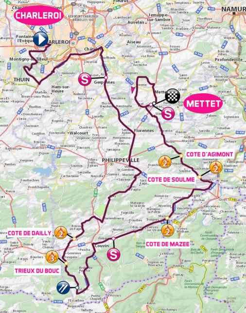 Streckenverlauf VOO-Tour de Wallonie 2016 - Etappe 1