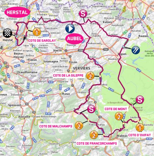 Streckenverlauf VOO-Tour de Wallonie 2016 - Etappe 4