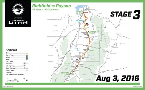 Streckenverlauf The Larry H. Miller Tour of Utah 2016 - Etappe 3