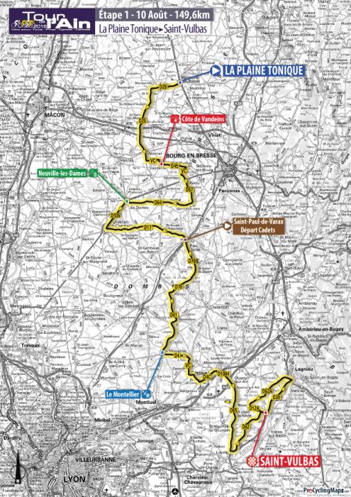 Streckenverlauf Tour de lAin 2016 - Etappe 1