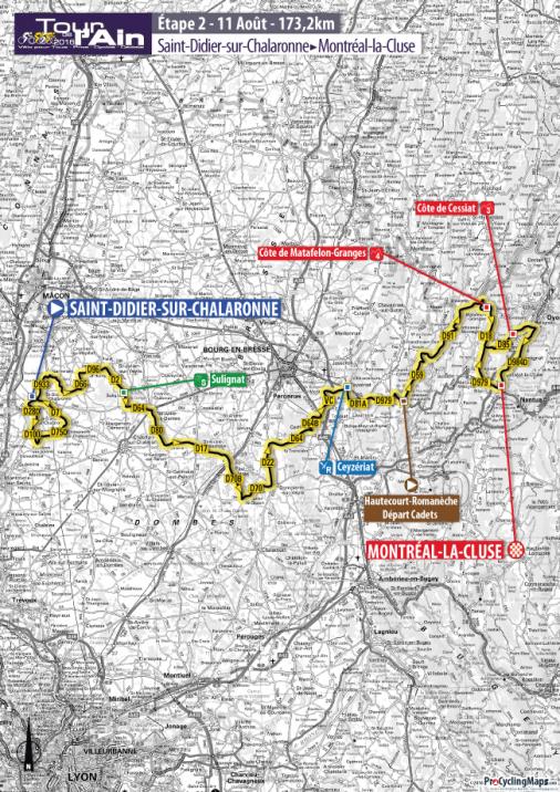 Streckenverlauf Tour de lAin 2016 - Etappe 2