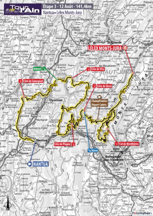 Streckenverlauf Tour de lAin 2016 - Etappe 3