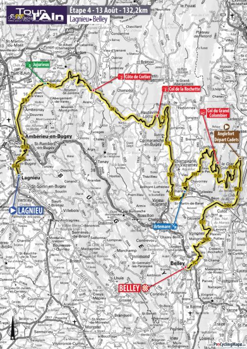 Streckenverlauf Tour de lAin 2016 - Etappe 4