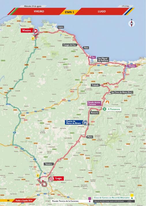 Streckenverlauf Vuelta a España 2016 - Etappe 5