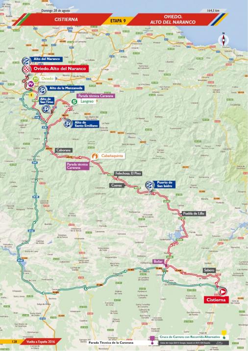 Streckenverlauf Vuelta a España 2016 - Etappe 9