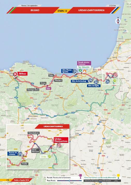 Streckenverlauf Vuelta a España 2016 - Etappe 13