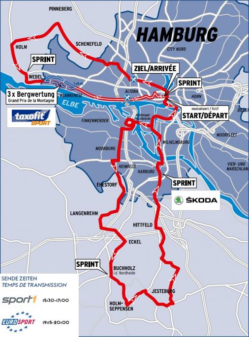 Streckenverlauf Cyclassics Hamburg 2016