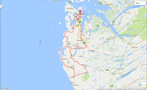 Streckenverlauf Tour des Fjords 2016 - Etappe 5