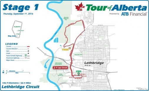 Streckenverlauf Tour of Alberta 2016 - Etappe 1