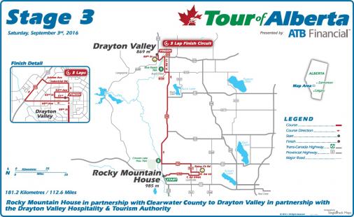Streckenverlauf Tour of Alberta 2016 - Etappe 3