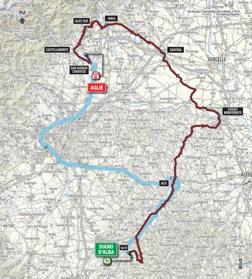 Streckenverlauf Giro del Piemonte 2016