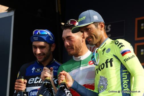 Fernando Gavria auf Platz 2 und Daniele Bennati ergnzen das Podium des Rennens Gran Piemonte