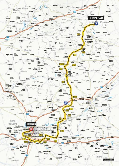 Streckenverlauf Paris - Tours Espoirs 2016