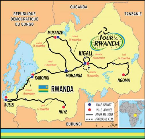 Streckenverlauf Tour du Rwanda 2016