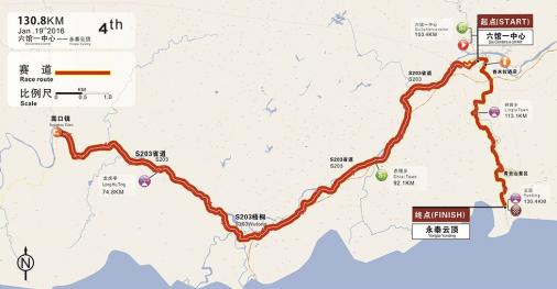 Streckenverlauf Tour of Fuzhou 2016 - Etappe 4