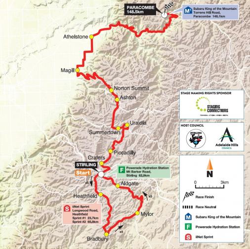 Streckenverlauf Santos Tour Down Under 2017 - Etappe 2
