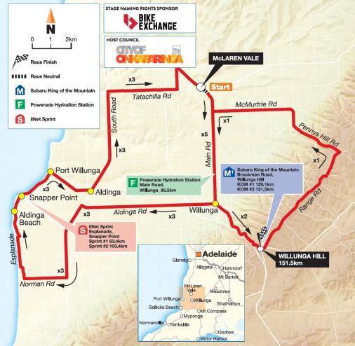 Streckenverlauf Santos Tour Down Under 2017 - Etappe 5