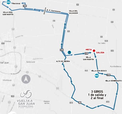 Streckenverlauf Vuelta Ciclista a la Provincia de San Juan 2017 - Etappe 4