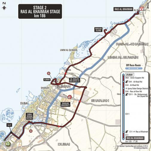 Streckenverlauf Dubai Tour 2017 - Etappe 2