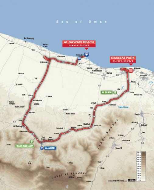 Streckenverlauf Tour of Oman 2017 - Etappe 1