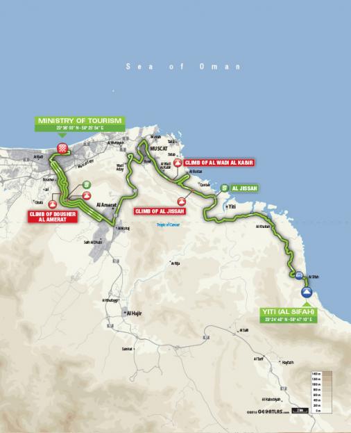 Streckenverlauf Tour of Oman 2017 - Etappe 4