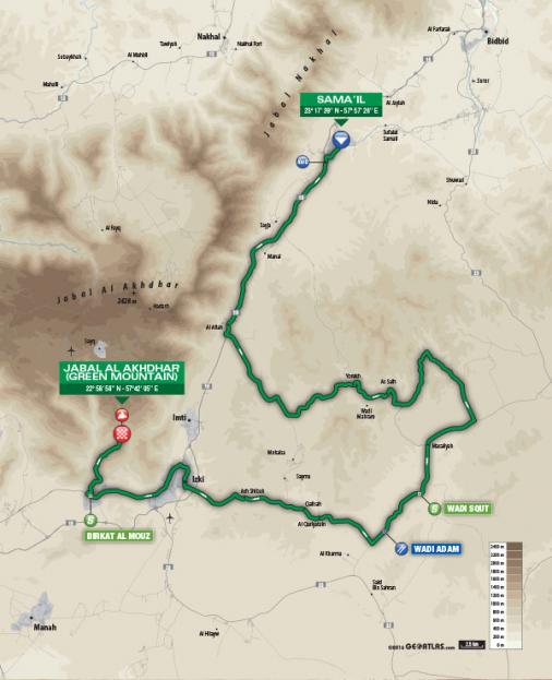 Streckenverlauf Tour of Oman 2017 - Etappe 5