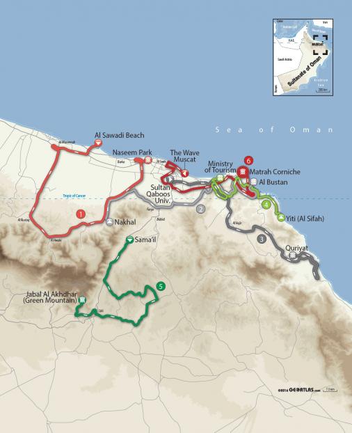 Streckenverlauf Tour of Oman 2017