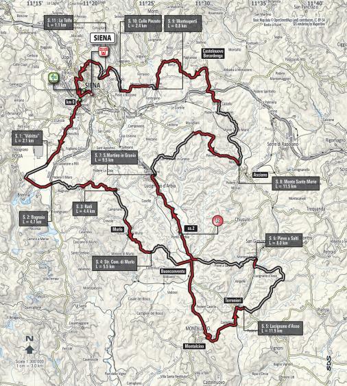 Streckenverlauf Strade Bianche 2017 (Mnner)