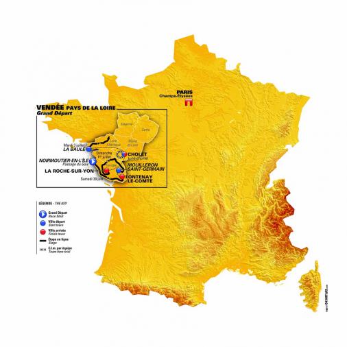 Karte des Grand Dpart der Tour de France 2018