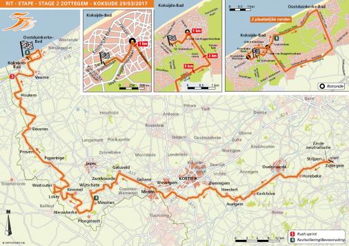 Streckenverlauf De Panne-Koksijde 2017 - Etappe 2