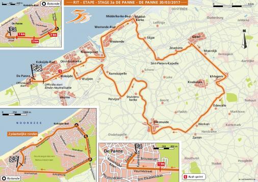 Streckenverlauf De Panne-Koksijde 2017 - Etappe 3a