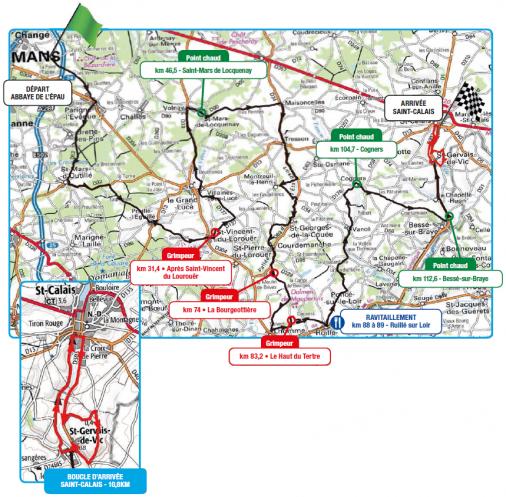 Streckenverlauf Circuit Cycliste Sarthe - Pays de la Loire 2017 - Etappe 4