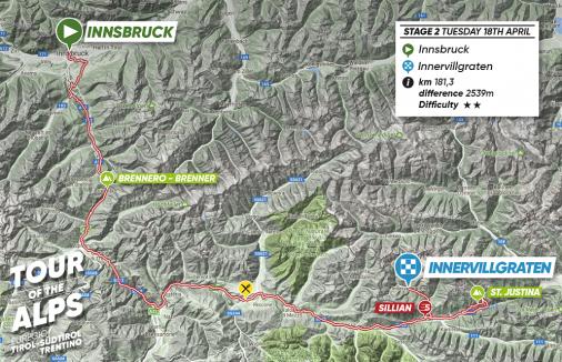 Streckenverlauf Tour of the Alps 2017 - Etappe 2
