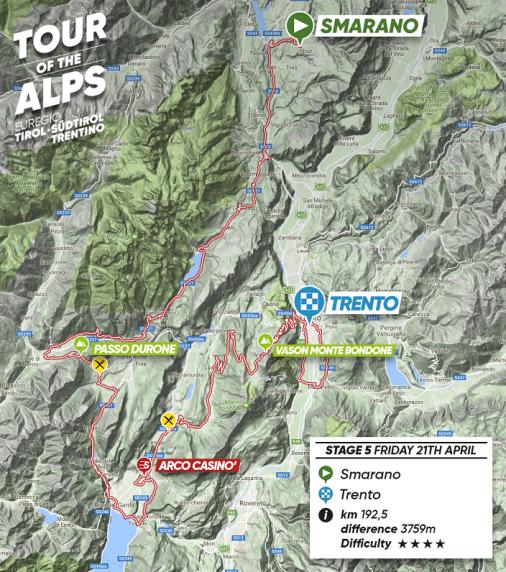 Streckenverlauf Tour of the Alps 2017 - Etappe 5