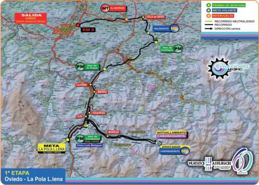Streckenverlauf Vuelta Asturias Julio Alvarez Mendo 2017 - Etappe 1