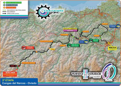 Streckenverlauf Vuelta Asturias Julio Alvarez Mendo 2017 - Etappe 3