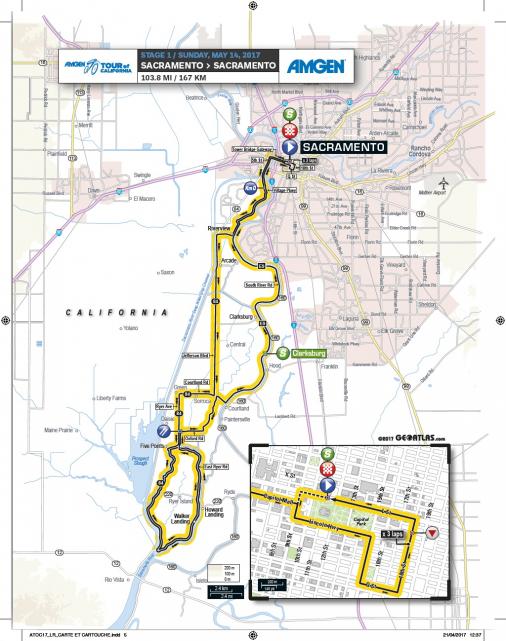 Streckenverlauf Amgen Tour of California 2017 - Etappe 1