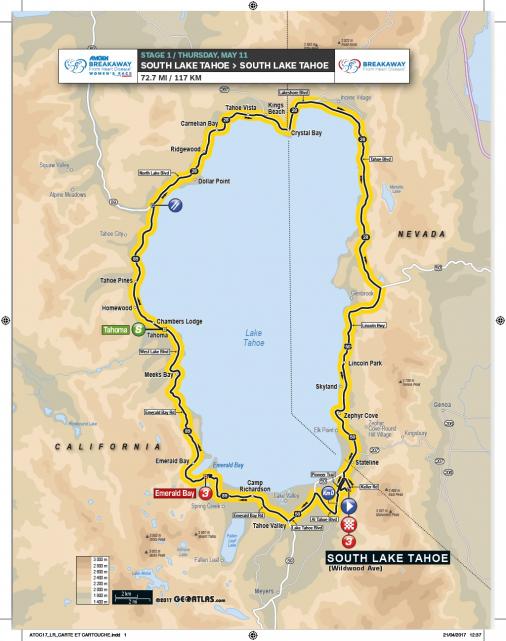 Streckenverlauf Amgen Tour of California Womens Race 2017 - Etappe 1