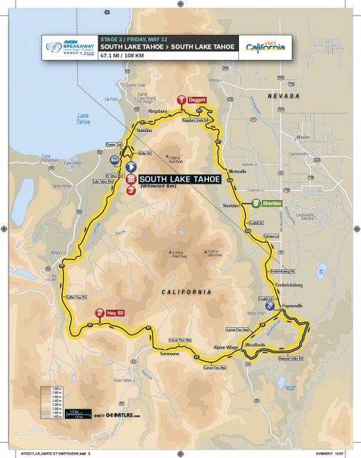 Streckenverlauf Amgen Tour of California Womens Race 2017 - Etappe 2