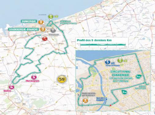 Streckenverlauf 4 Jours de Dunkerque / Tour du Nord-Pas-de-Calais 2017 - Etappe 6