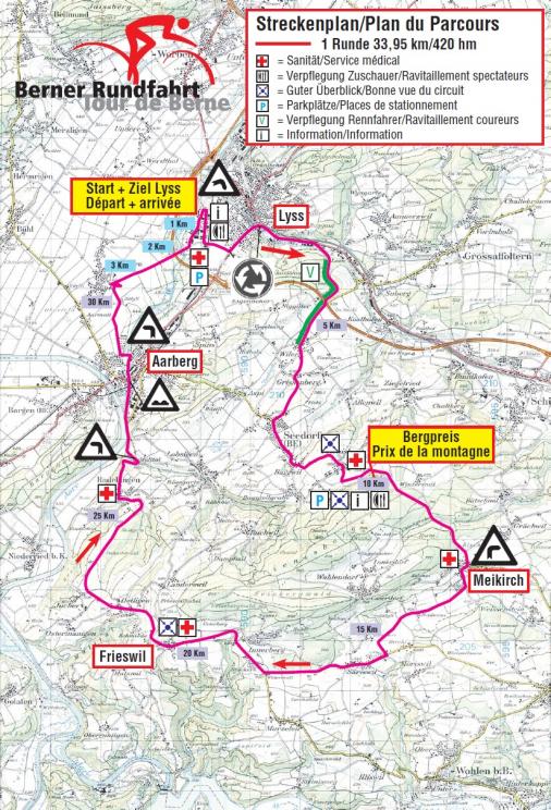 Streckenverlauf Berner Rundfahrt / Tour de Berne 2017