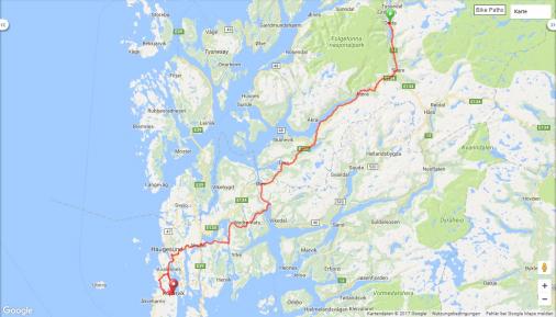 Streckenverlauf Tour des Fjords 2017 - Etappe 3