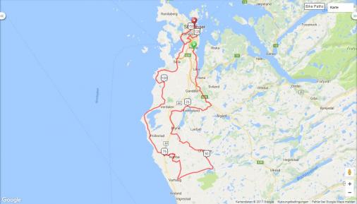 Streckenverlauf Tour des Fjords 2017 - Etappe 5