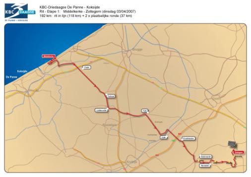 Driedaagse De Panne - Koksijde: Streckenkarte - Etappe 1