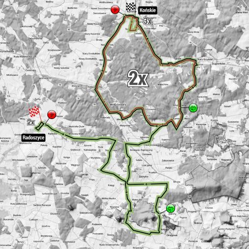 Streckenverlauf Szlakiem Walk Majora Hubala 2017 - Etappe 5