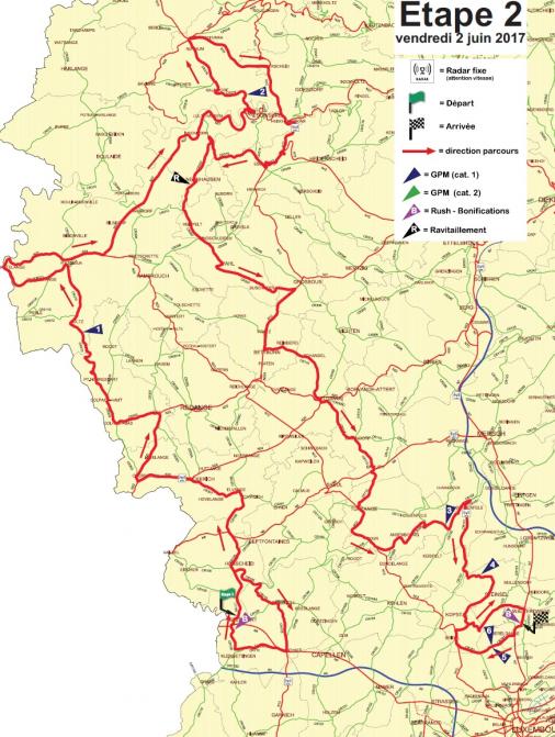 Streckenverlauf Skoda-Tour de Luxembourg 2017 - Etappe 2