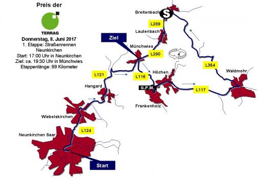 Streckenverlauf Trofeo der Gemeinde Gersheim 2017 - Etappe 1