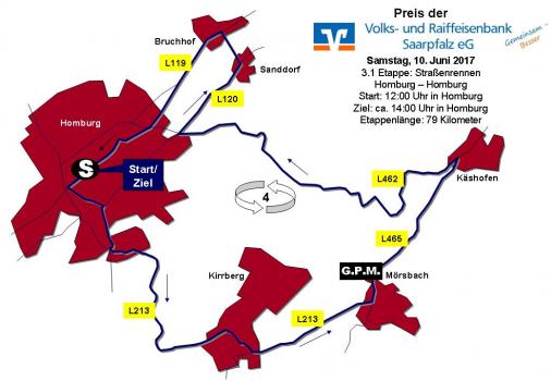Streckenverlauf Trofeo der Gemeinde Gersheim 2017 - Etappe 3a