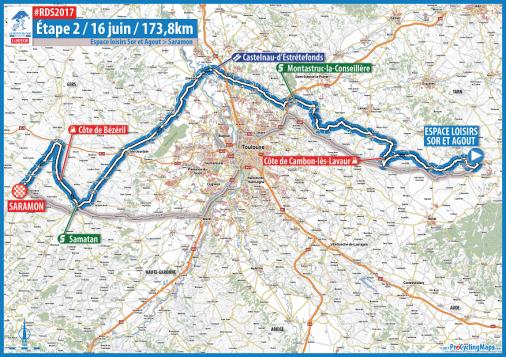 Streckenverlauf Route du Sud - la Dpche du Midi 2017 - Etappe 2