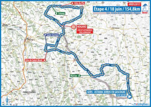 Streckenverlauf Route du Sud - la Dpche du Midi 2017 - Etappe 4
